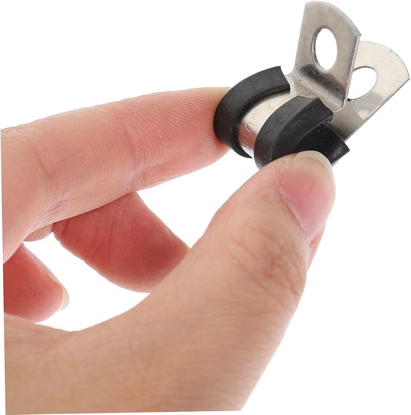 5Pcs Stainless Steel Rubber Coated Cable Clamps For Pipe Hose And Wire 25mm - Image 5